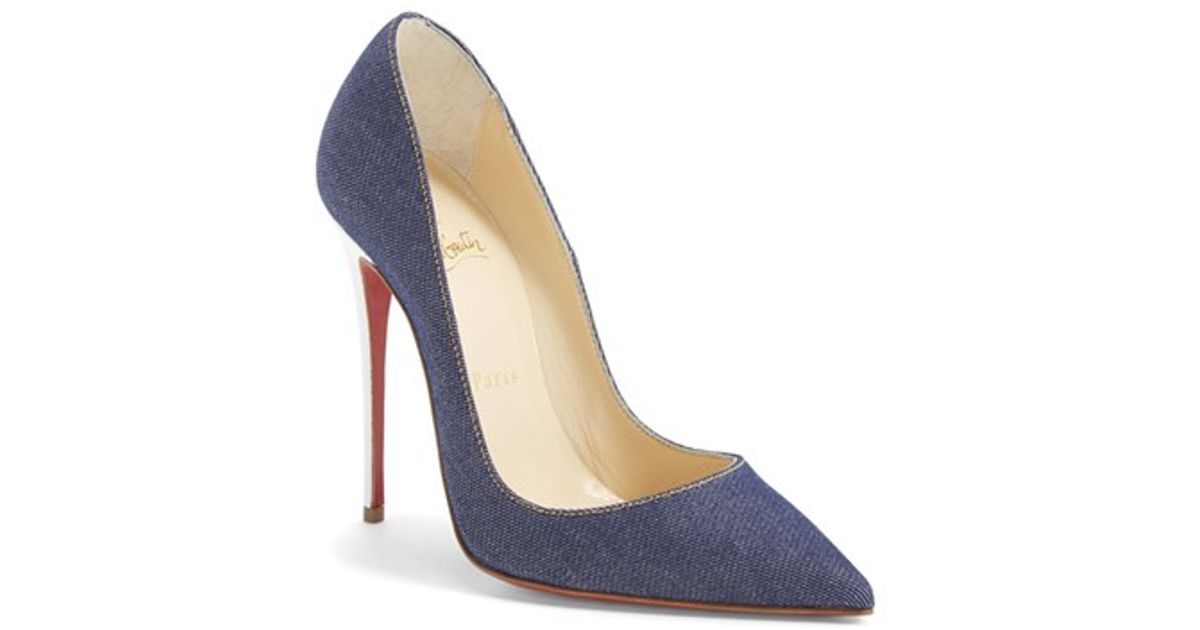 Christian louboutin So Kate Denim Pointed-Toe Pumps in Blue (BLUE ...