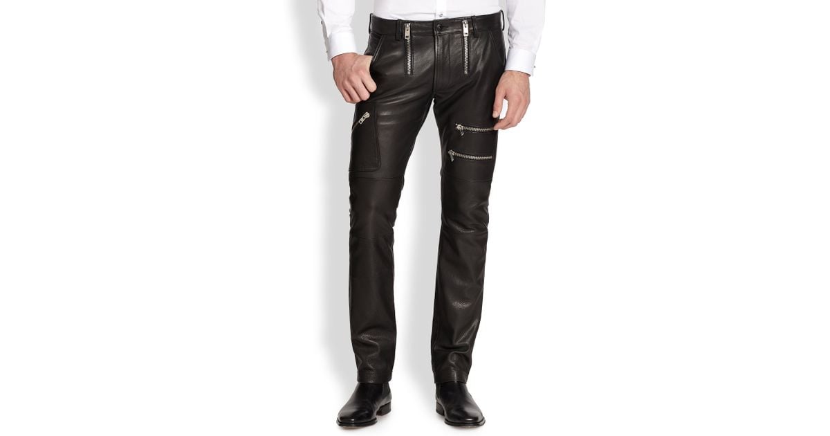 Diverse varer accent overbelastning DIESEL Zip-Pocket Leather Pants in Black for Men | Lyst