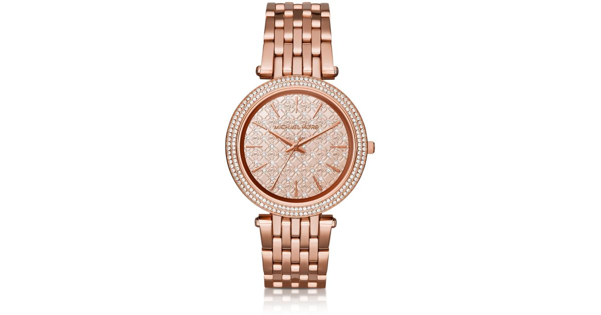 Michael Kors Darci Pave Rose Gold-tone Watch in Pink - Lyst