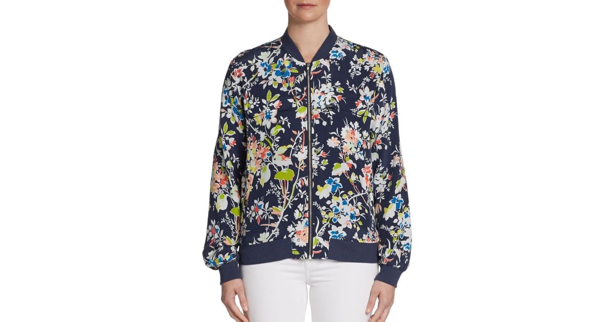Equipment Abbot Floral Print Silk Bomber Jacket Lyst