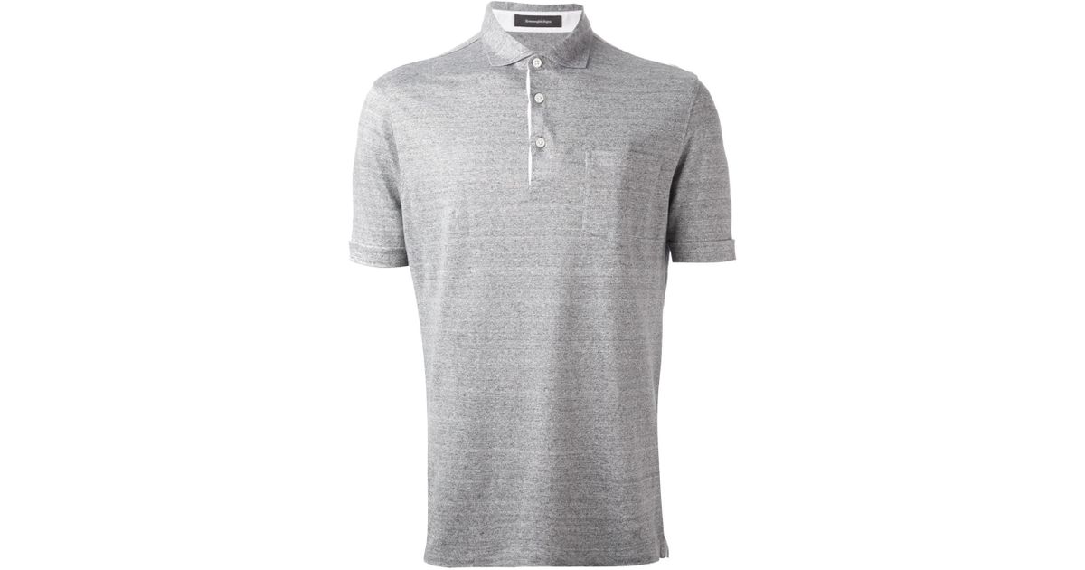 Ermenegildo Zegna Front Pocket Polo Shirt in Grey (Gray) for Men - Lyst
