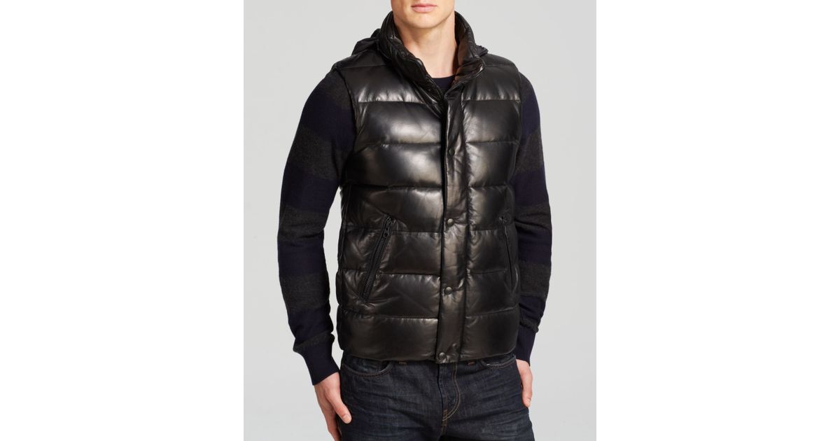 Mackage Joel Leather Down Vest in Black for Men Lyst