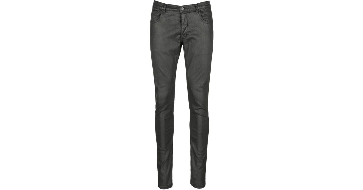 Rick Owens 'detroit' Waxed Denim Slim Fit Jeans in Black for Men Lyst