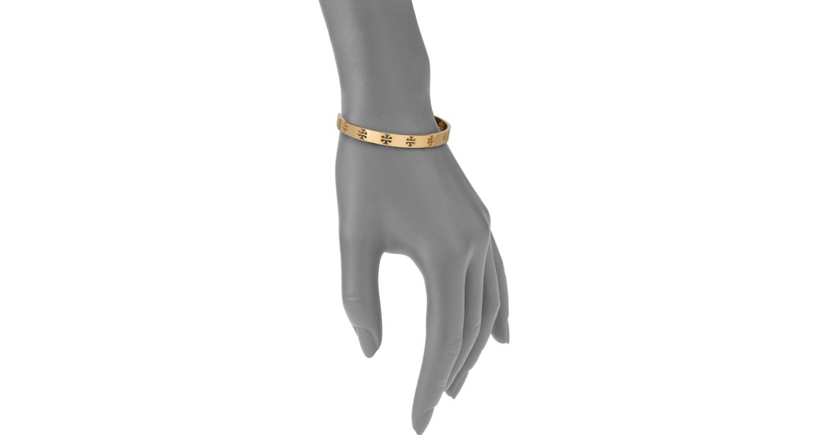 Lyst Tory Burch Pierced T Cuff Bracelet Goldtone In Metallic