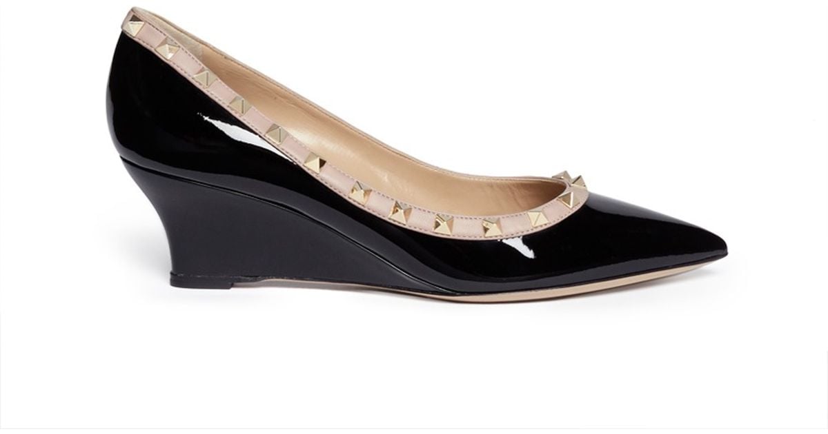 valentino rockstud wedge pump