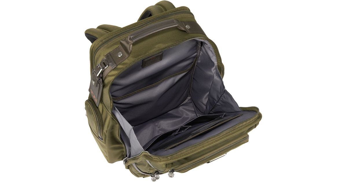 tumi olive green backpack