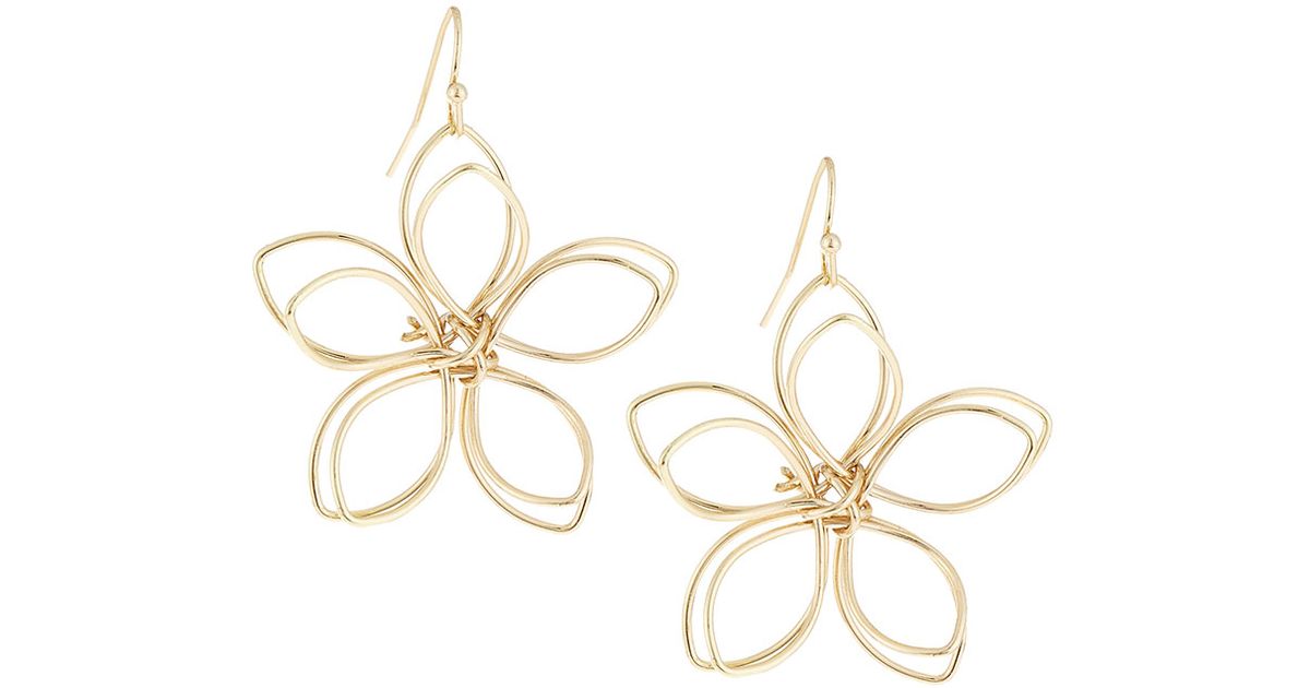 Lyst Lydell Nyc Golden Wire Flower Drop Earrings In Metallic