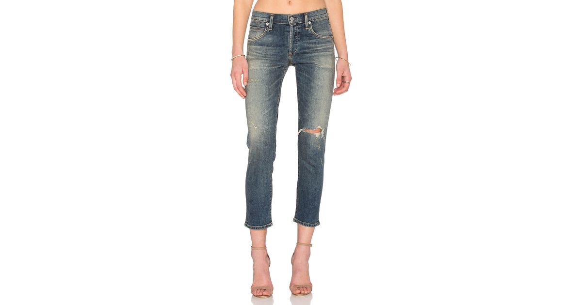 Citizens Of Humanity Cotton Elsa Premium Vintage Mid Rise Slim Crop In Blue Lyst