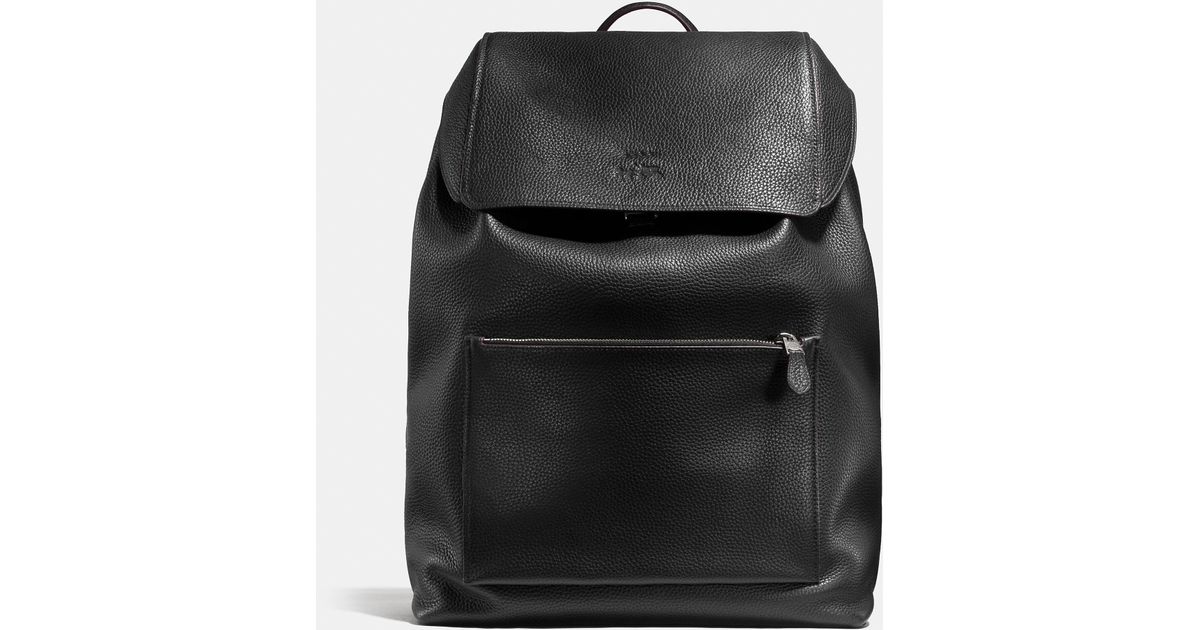 COACH Large Manhattan Backpack In Pebble Leather in Black for Men - Lyst