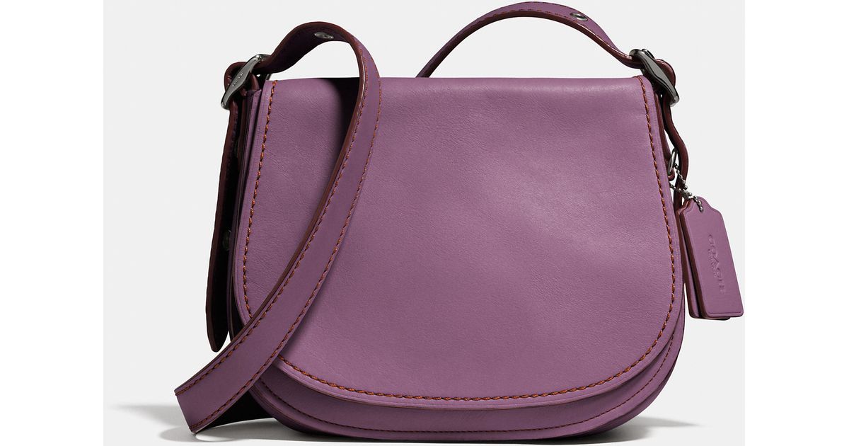 COACH 23 Leather Saddle Bag in Purple | Lyst