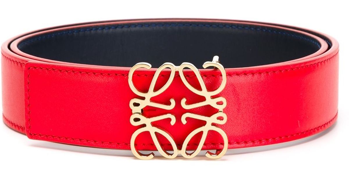Loewe Logo Buckle Belt in Red for Men - Lyst