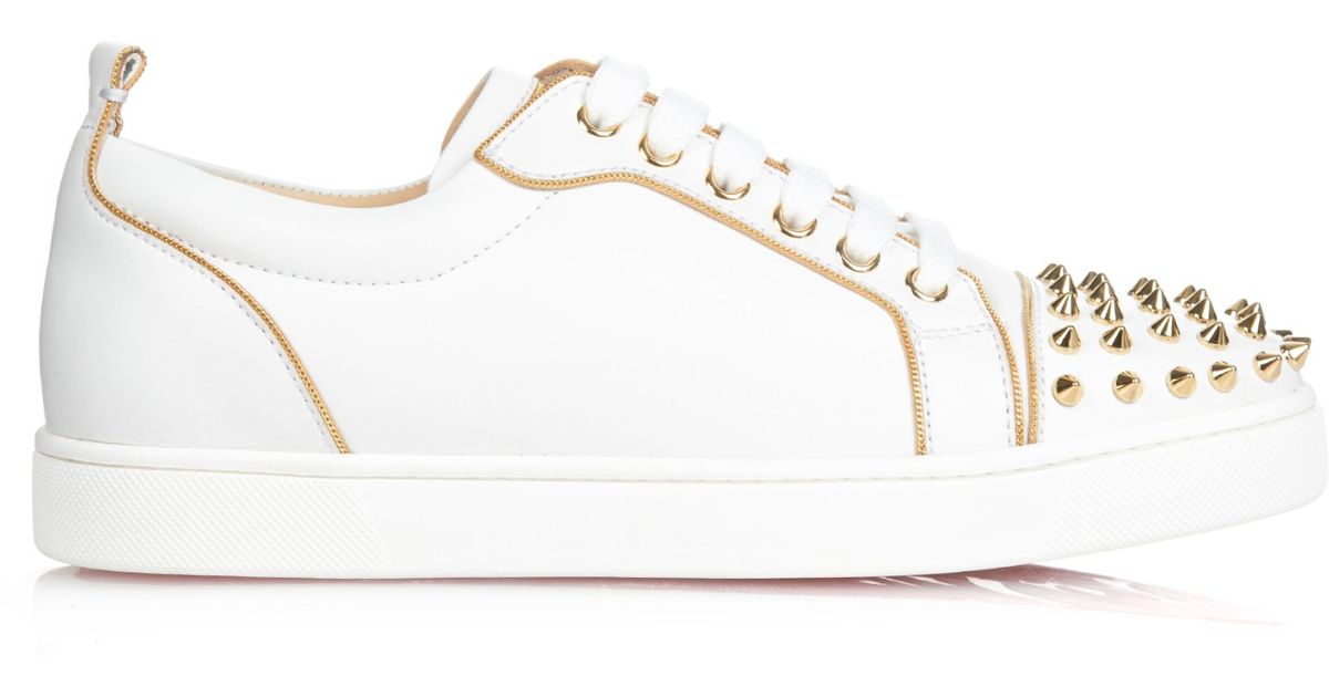 Christian louboutin Rush Studded Low-Top Leather Trainers in Gold ...  