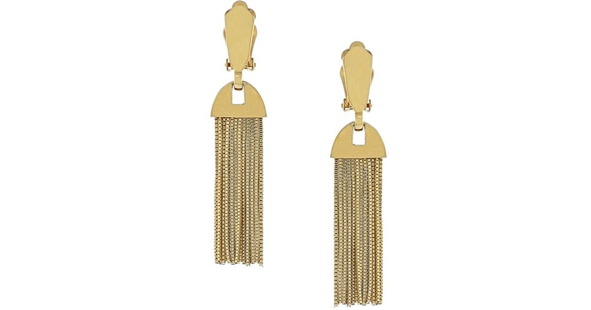 Lyst Vince Camuto Fringe Drop Clip Earrings In Metallic