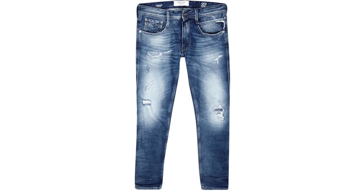 replay broken edge jeans