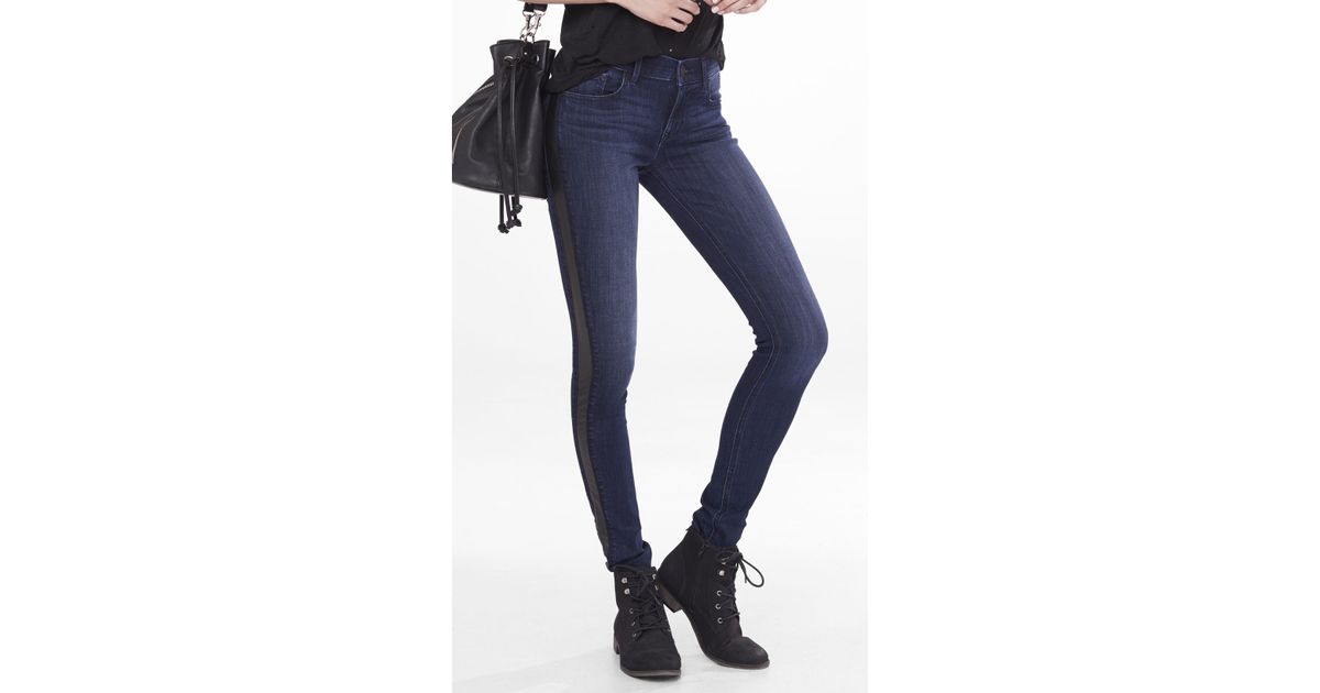 Faux Leather Stripe Jean Legging 