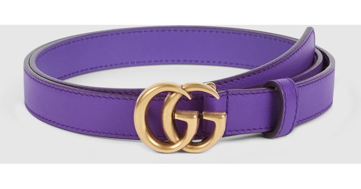 Gucci Leather Belt With Double G Buckle in Purple - Lyst
