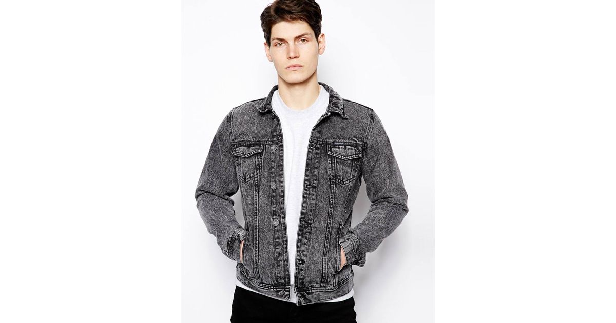 acid wash black denim jacket