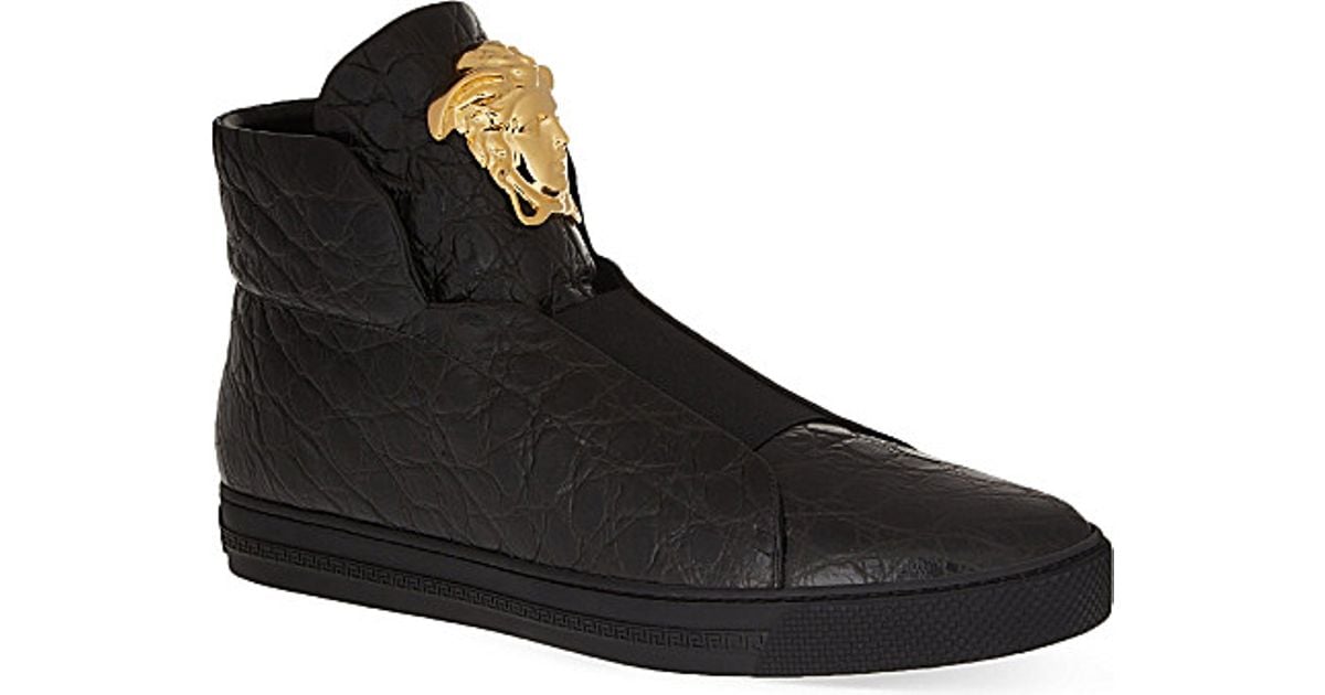 versace mens high top leather shoes