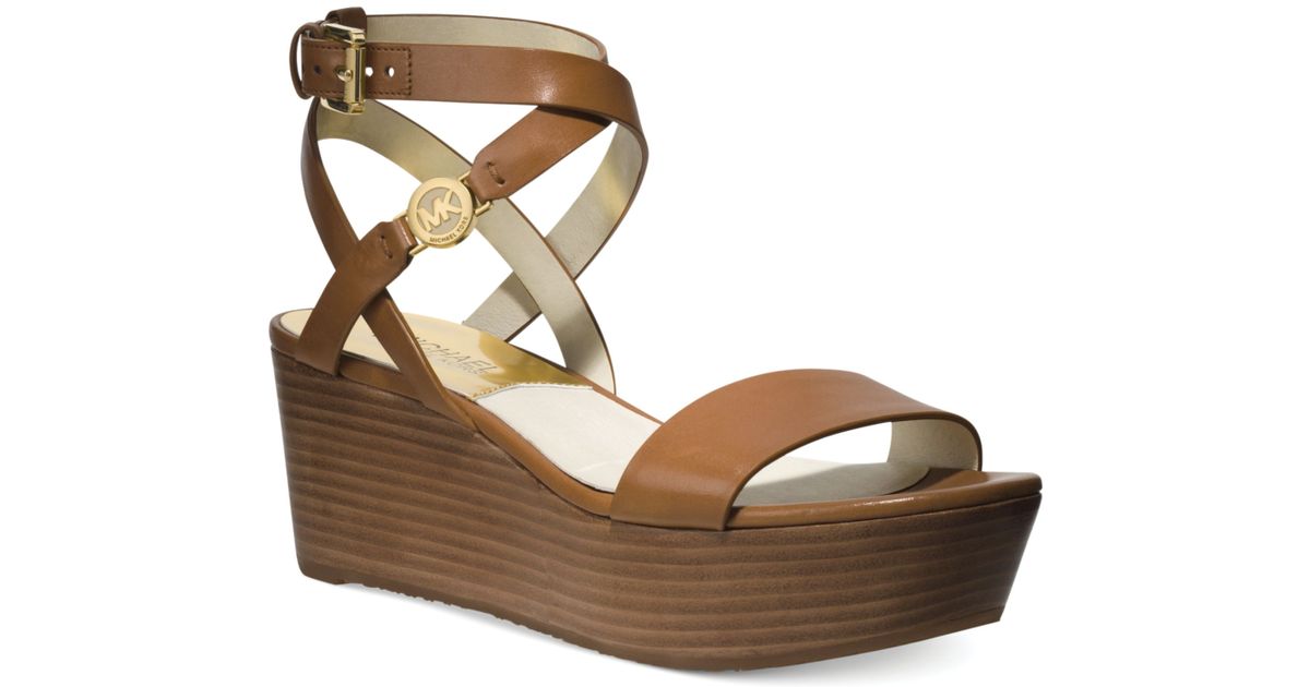 Michael Kors Michael Jalita Charm Platform Wedge Sandals in Brown | Lyst