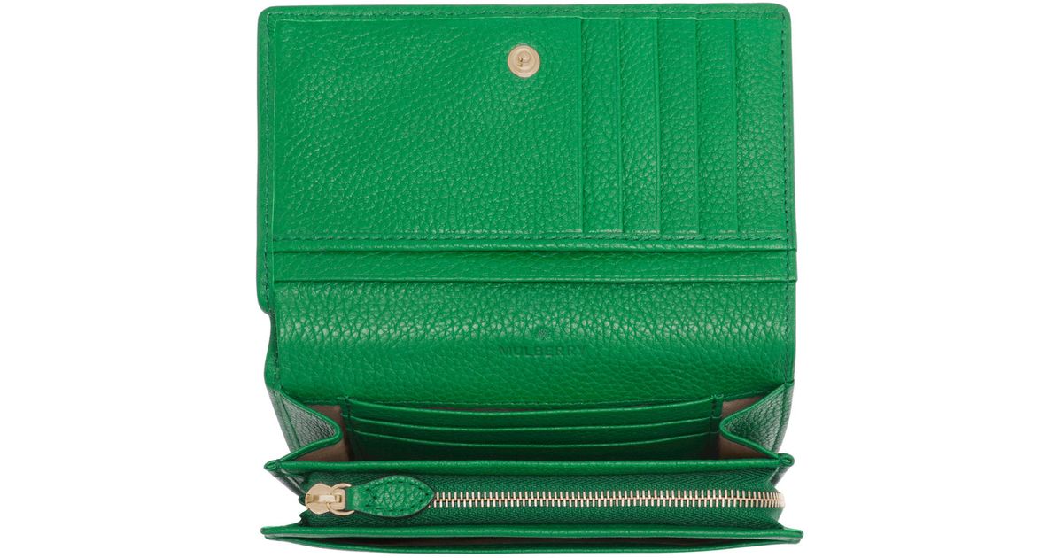 Mulberry Small Continental French Purse Micro Classic Grain Leather, Acid  Green