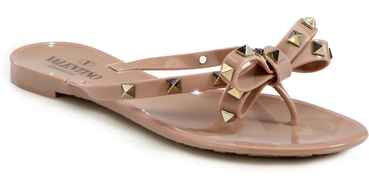  Valentino  Rockstud Jelly  Sandals  in Beige blush Lyst