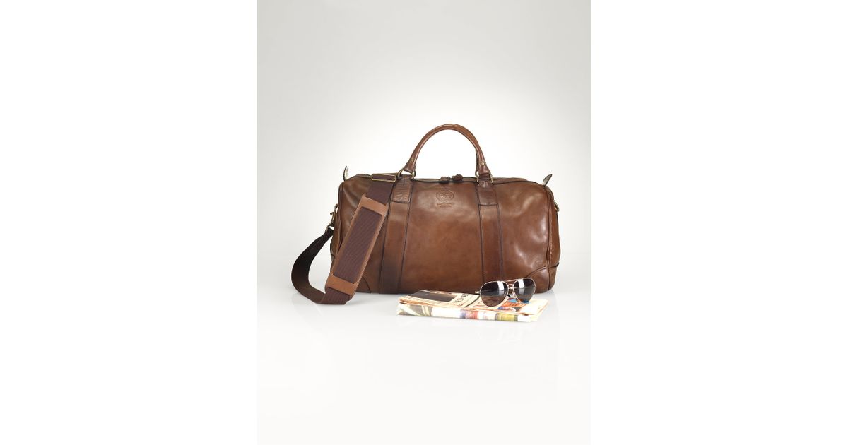 polo ralph lauren leather duffle bag