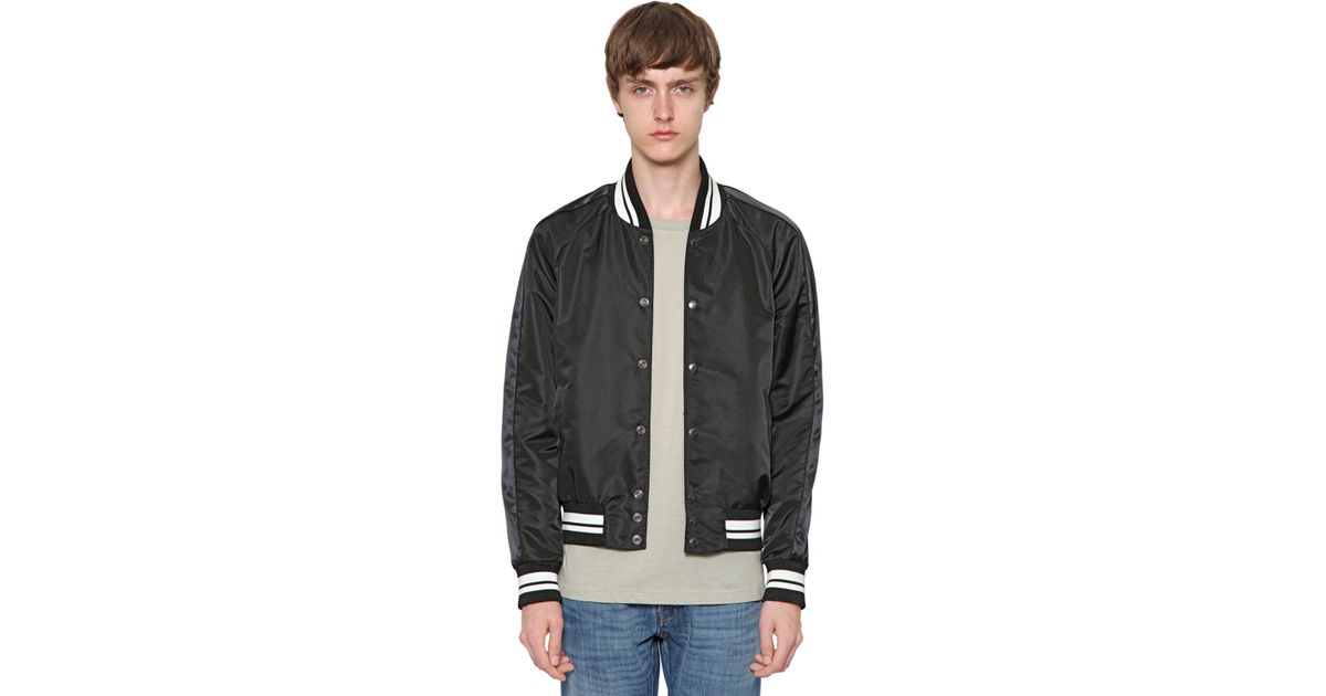 Valentino Wolf Printed Techno Satin Bomber Jacket in Black for Men - Lyst