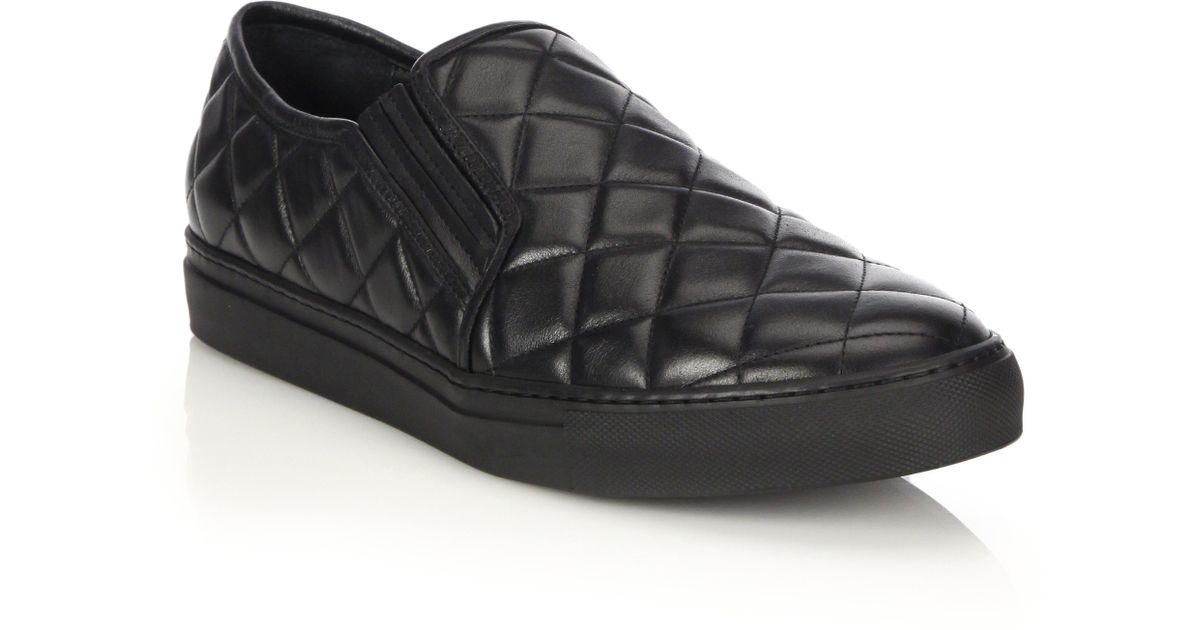 quilted leather slip on shoes
