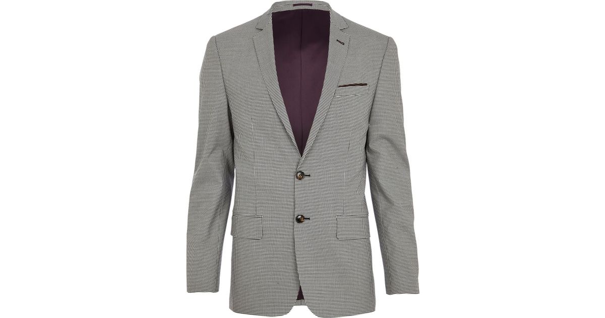 River Island Black And White Dogtooth Skinny Suit Jacket for Men Lyst UK