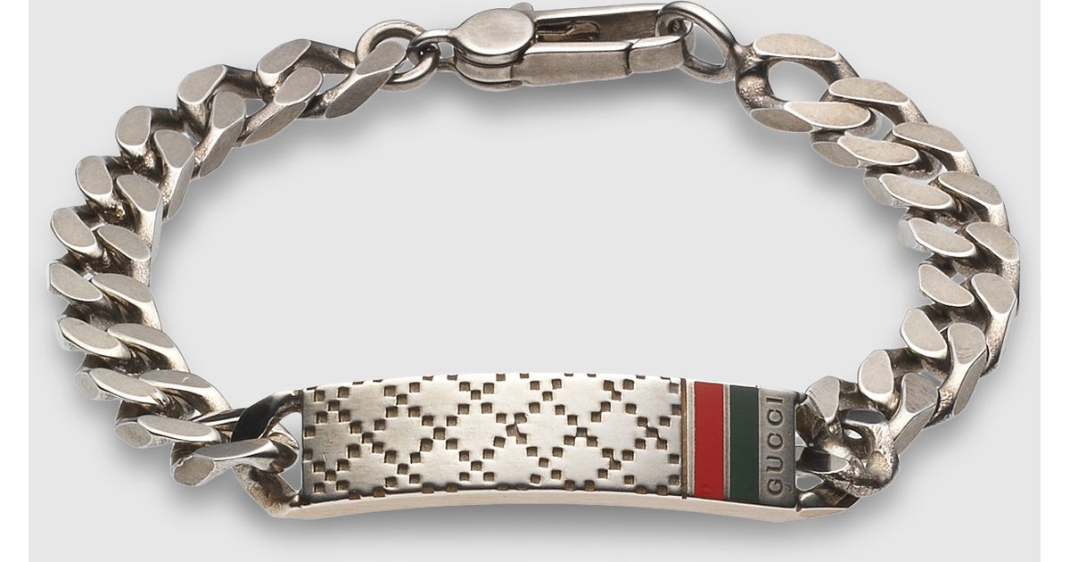 Gucci Diamante Motif Id Bracelet in Metallic for Men | Lyst