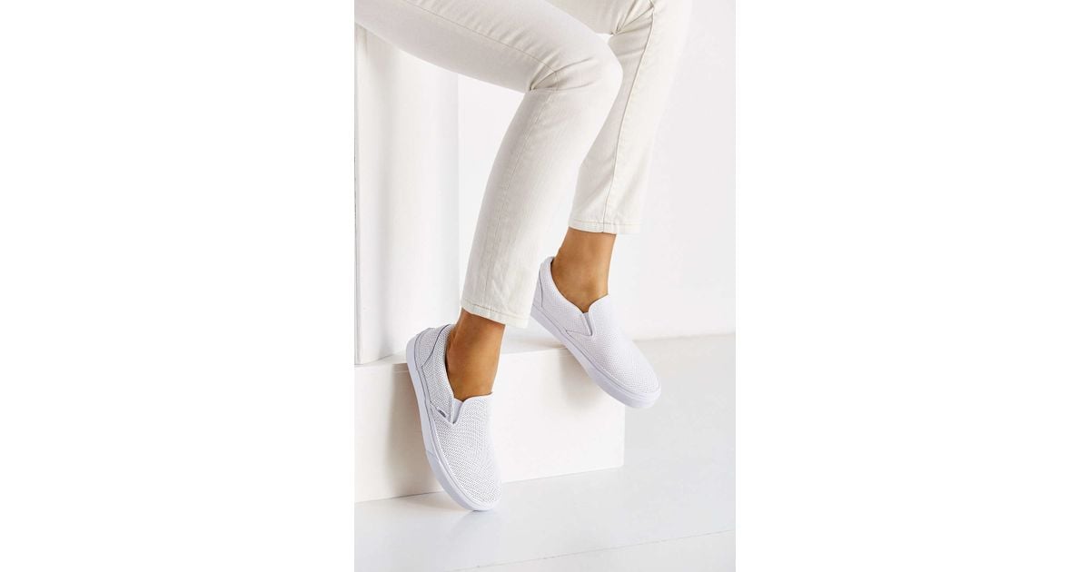 Vans Perforated Leather Slip-on Sneaker in White | Lyst Canada