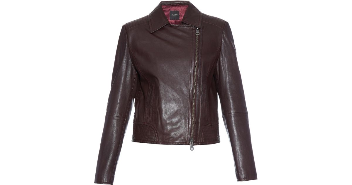 Weekend By Maxmara Getti Leather Jacket In Purple Lyst