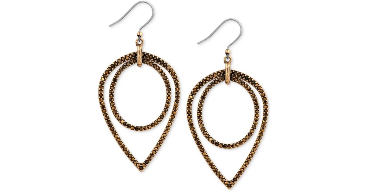 Lyst Lucky Brand Gold Tone Pavé Crystal Nested Teardrop Earrings Lyst Lucky Brand Gold Tone Pavé Crystal Nested Teardrop Earrings In Metallic
