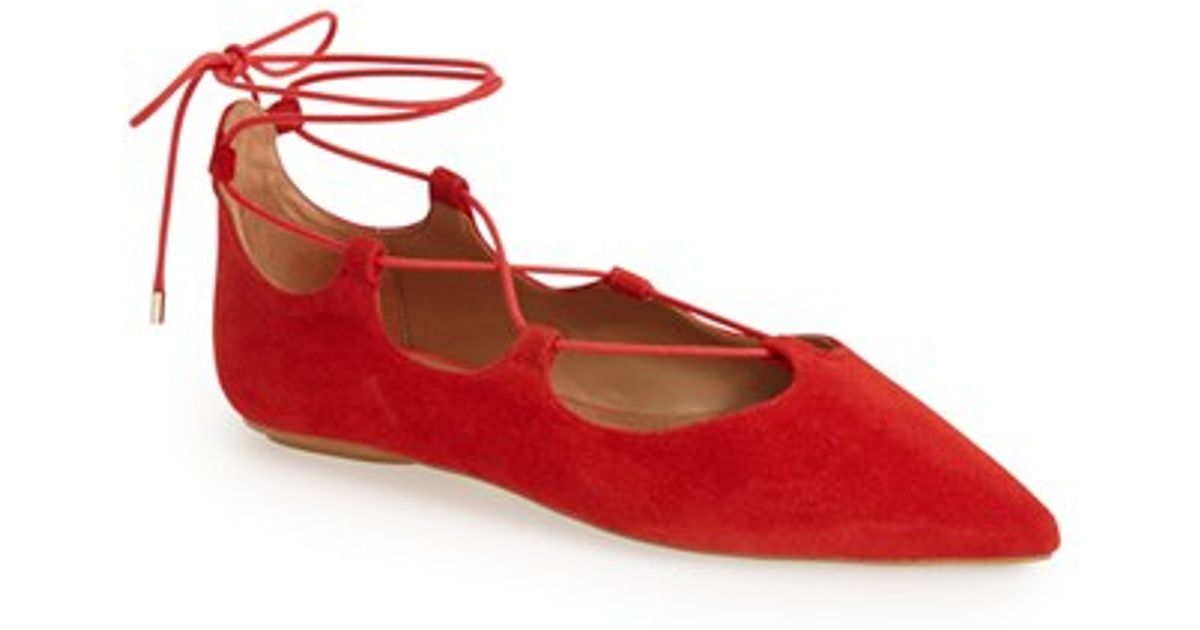 red pointy flats