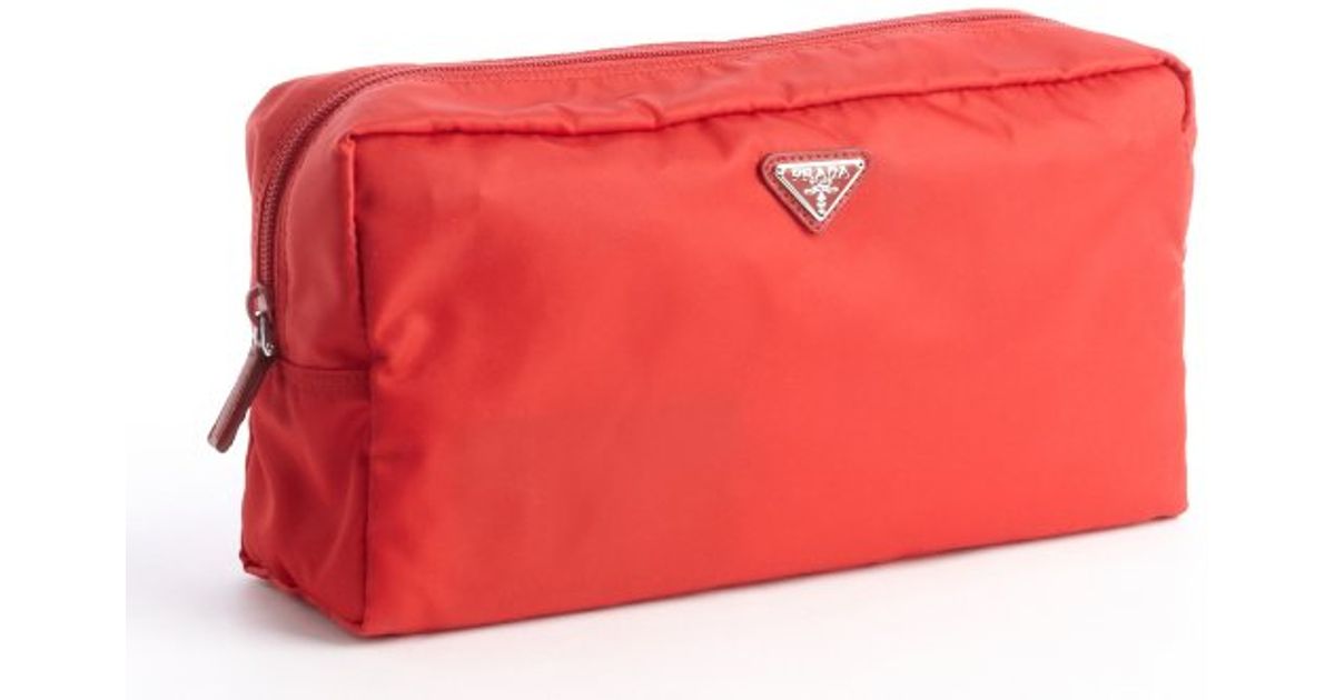 Prada Red Nylon Large Travel Pouch in Red | Lyst  