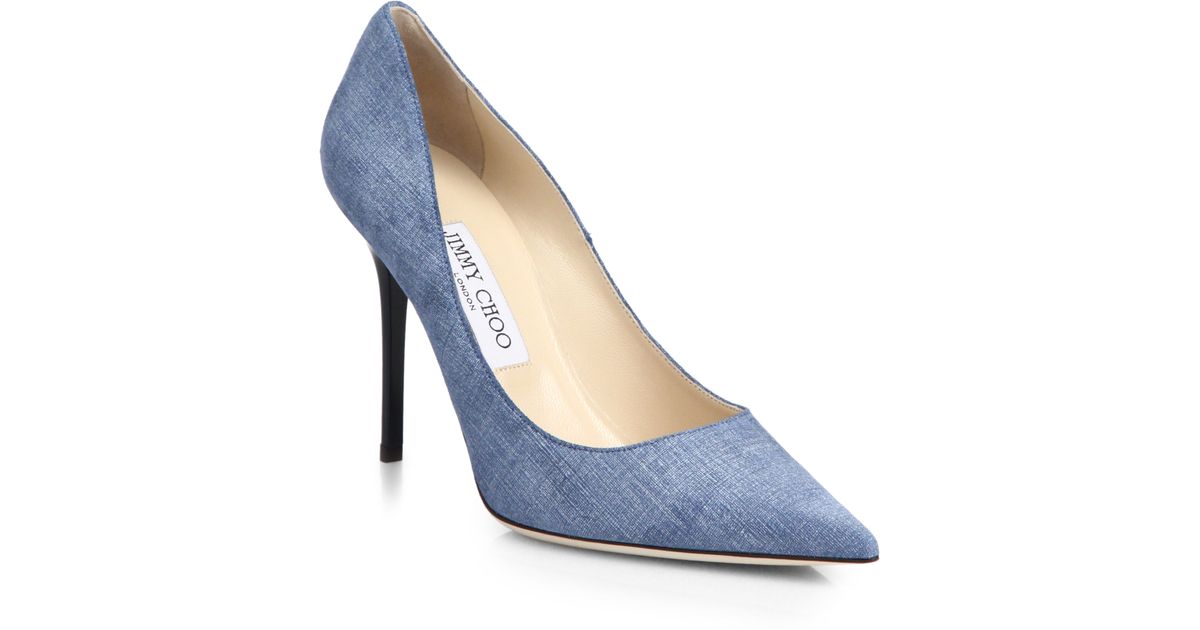Jimmy Choo Abel Pointed Denim Pumps in 
