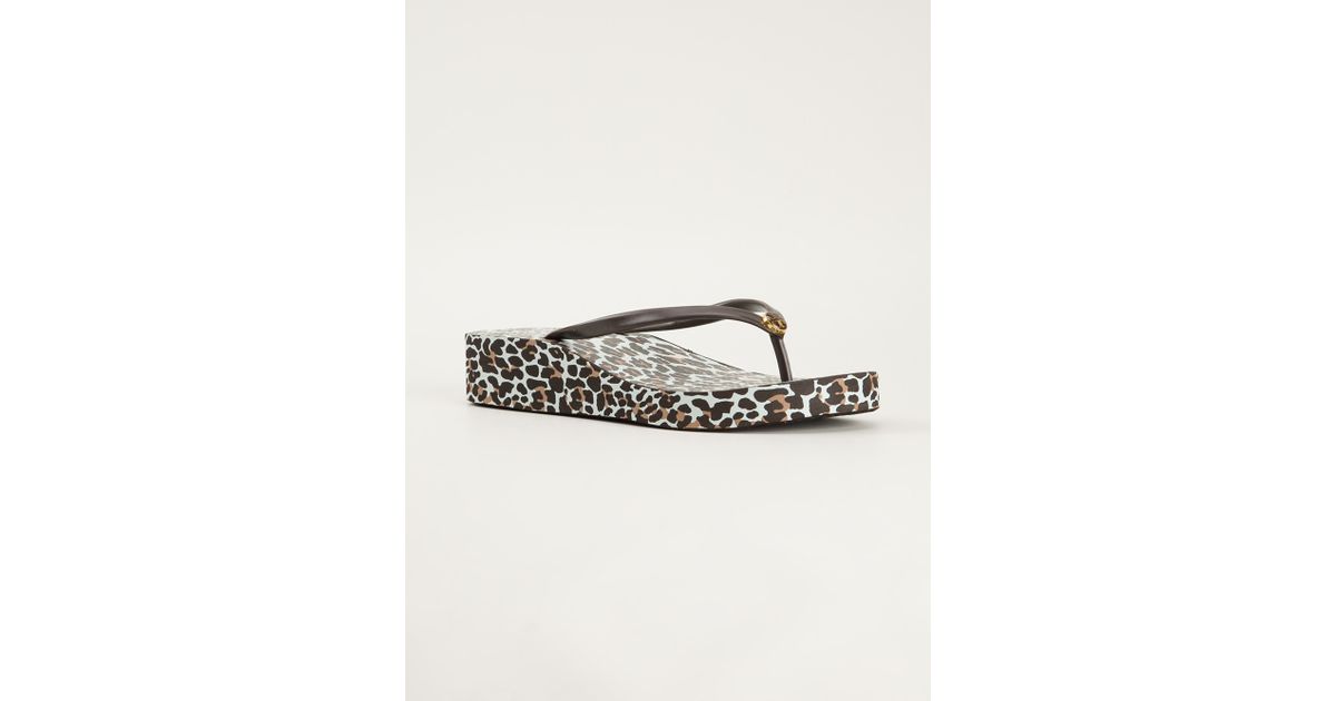 Tory Burch Leopard Print Flip Flop in Brown | Lyst