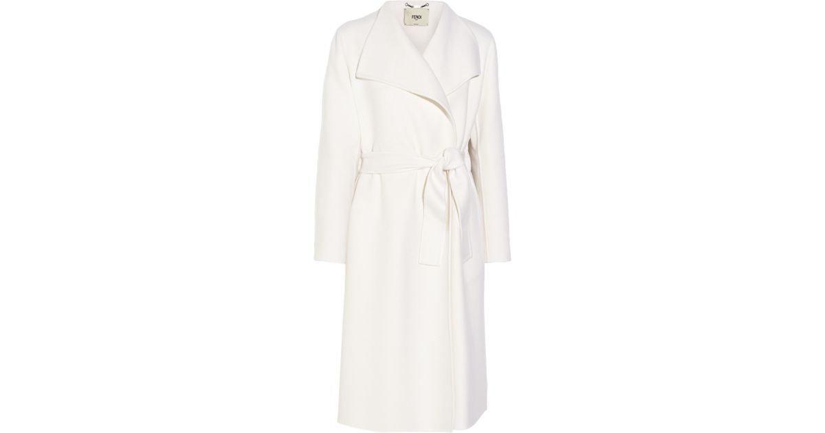 Fendi Cashmere Coat in White | Lyst