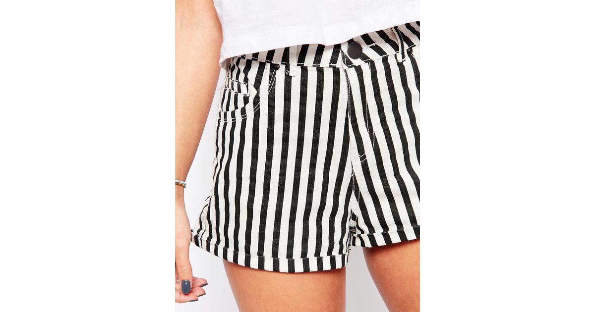 pinstripe denim shorts