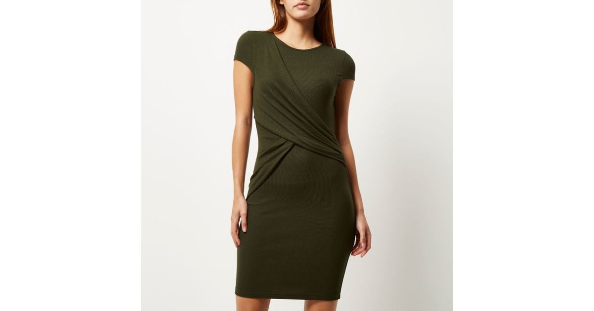 ruched wrap bodycon dress