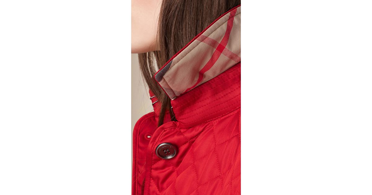 Burberry diamond hotsell quilted jacket red