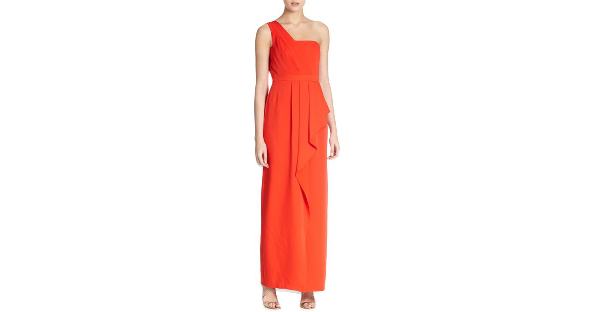 bcbg red one shoulder dress