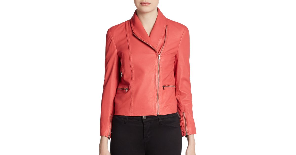 Alice Olivia Pink Paradise Cropped Leather Jacket Lyst