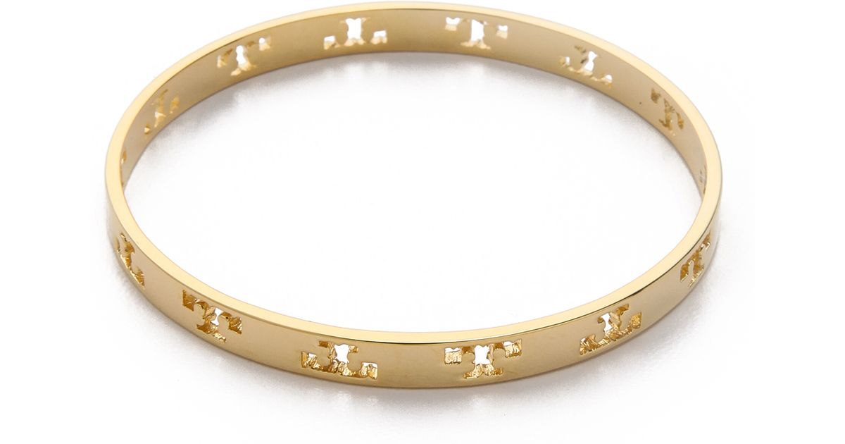 Tory Burch Pierced T Bangle Bracelet Shiny Gold in Metallic Lyst