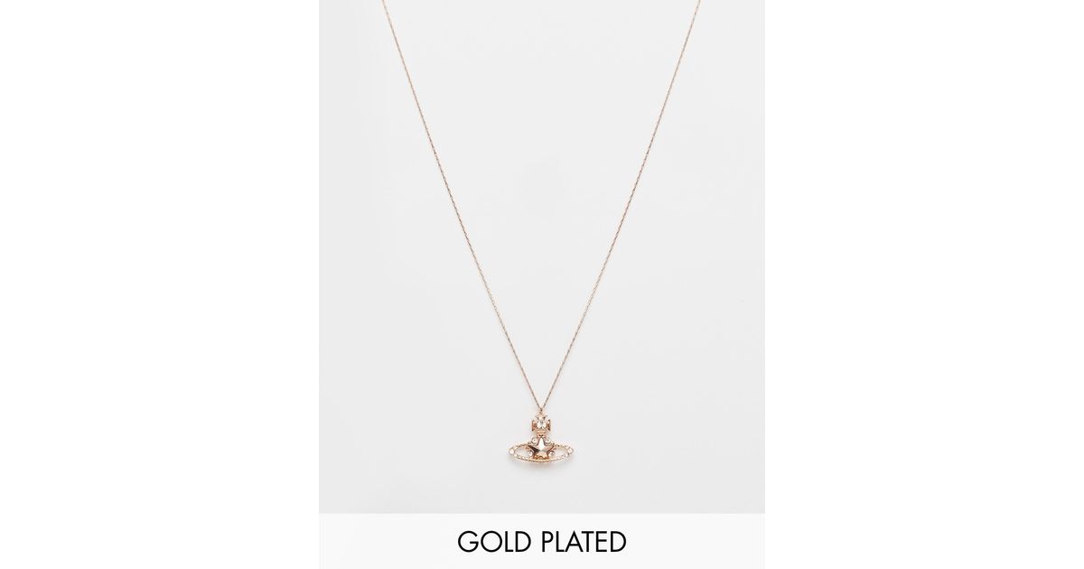 Vivienne Westwood Astrid Pendant Crystal Rose Gold Necklace in 
