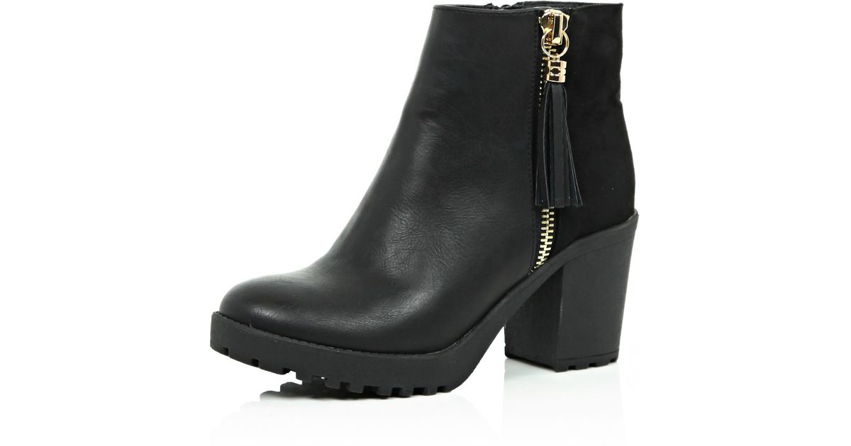 river island black chunky boots