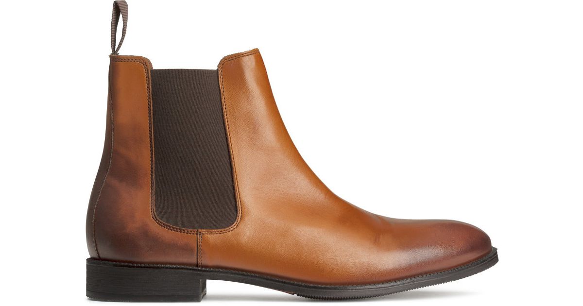 H&M Leather Chelsea Boots in Light Brown (Brown) for Men - Lyst