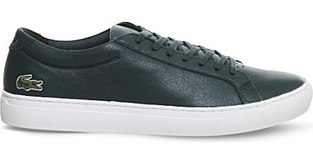 lacoste grey leather trainers