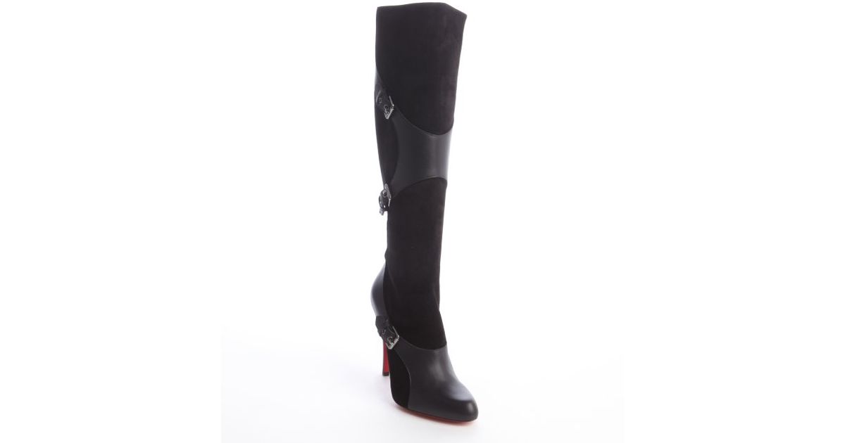christian louboutin leopard loafers - Christian louboutin Leather and Suede Buckle Detail Knee High ...