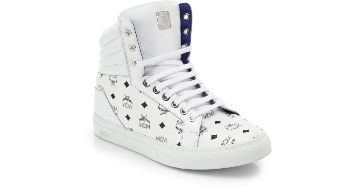 MCM Logo High-top Sneakers in White for 